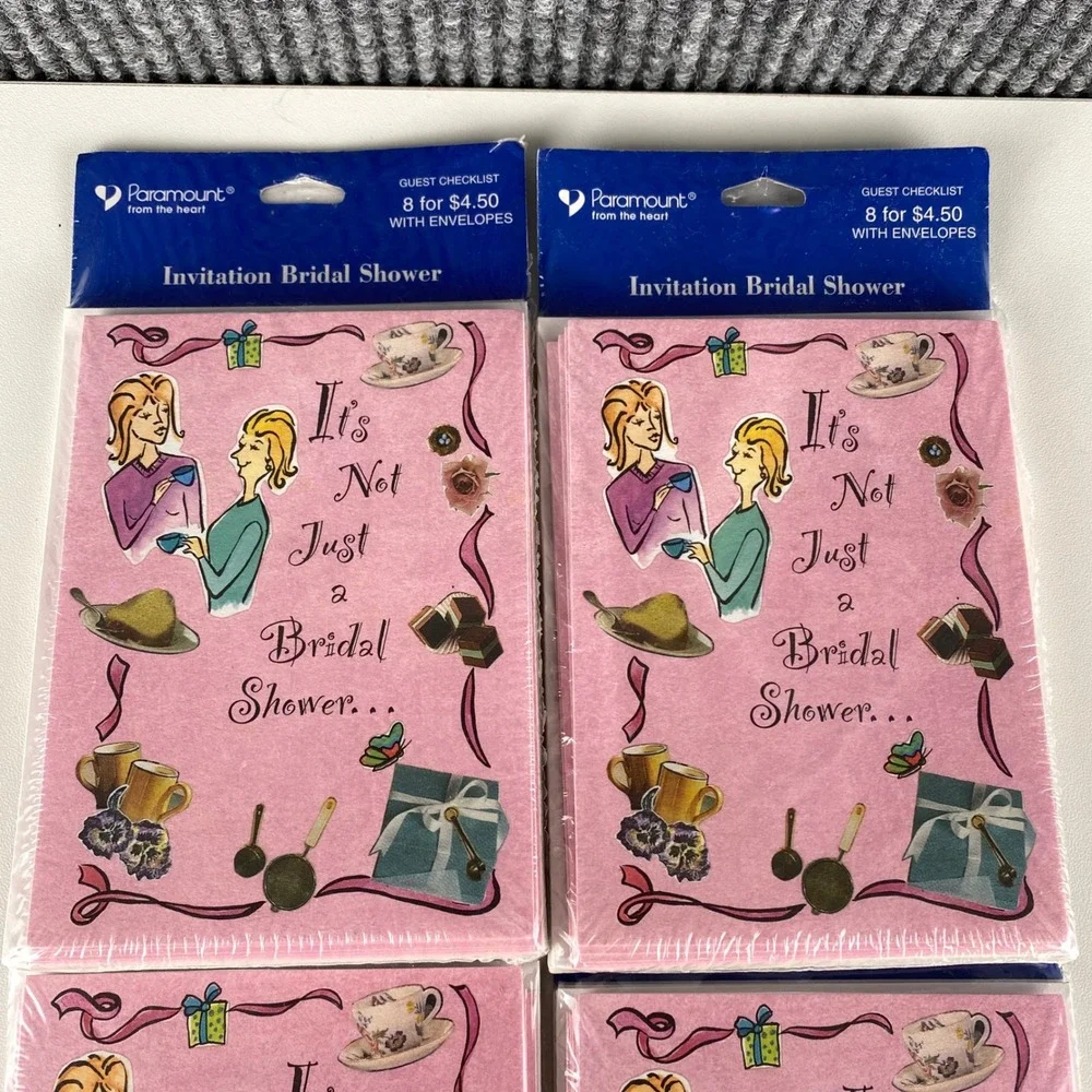Paramount Bridal Shower Invitations 32 Count‎ Pink Vintage Tea Party 4 Packs NEW